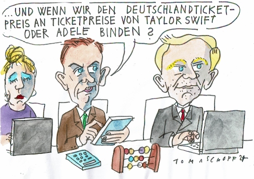 Cartoon: Ticketpreis (medium) by Jan Tomaschoff tagged bahn,deutschlandticket,geld,preis,bahn,deutschlandticket,geld,preis