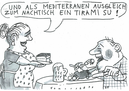 Cartoon: Tirami su (medium) by Jan Tomaschoff tagged mediterrane,diät,ernährung,mediterrane,diät,ernährung