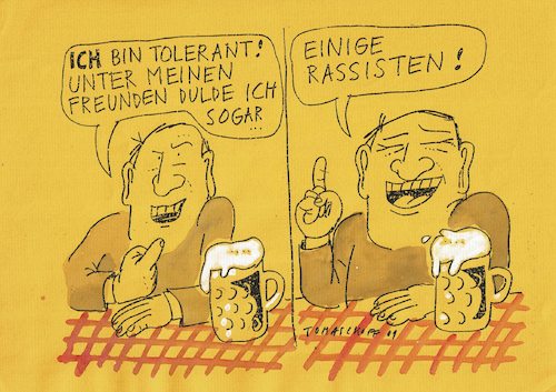 Cartoon: Toleranz (medium) by Jan Tomaschoff tagged fremdenhass,rassismus,scheintoleranz,fremdenhass,rassismus,scheintoleranz