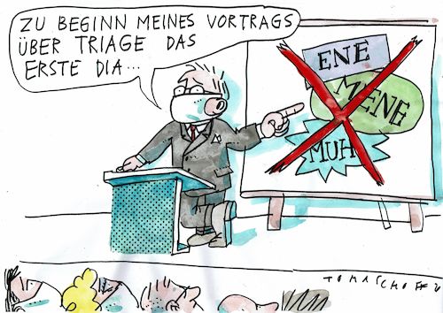 Cartoon: Triage (medium) by Jan Tomaschoff tagged covid,pandemie,intensivstation,mangel,covid,pandemie,intensivstation,mangel