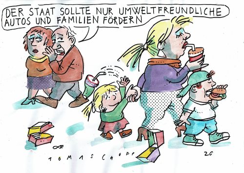 Cartoon: umweltfreundlich (medium) by Jan Tomaschoff tagged corona,krise,geld,autos,familien,corona,krise,geld,autos,familien