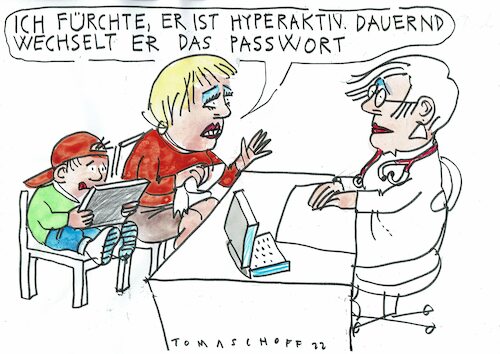 Cartoon: Unaufmerksam (medium) by Jan Tomaschoff tagged aufmerksamkeitsdefizit,adhs,internetsicherheit,passwort,aufmerksamkeitsdefizit,adhs,internetsicherheit,passwort