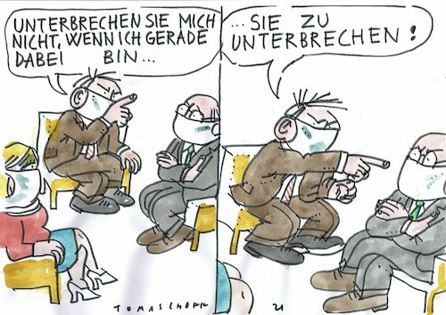 Cartoon: Unterbrechung (medium) by Jan Tomaschoff tagged talkshow,streitkultur,talkshow,streitkultur