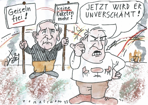 Cartoon: unverschämt (medium) by Jan Tomaschoff tagged nahost,krieg,israel,terror,selbstverteidigung,nahost,krieg,israel,terror,selbstverteidigung