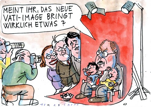 Cartoon: Vati im Wahlkampf (medium) by Jan Tomaschoff tagged wahlkampf,mutti,steinbrück,wahlkampf,mutti,steinbrück