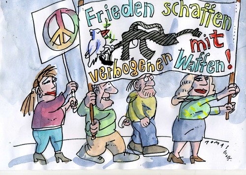 Cartoon: verbogene Waffen (medium) by Jan Tomaschoff tagged waffen,friedeb,krieg,waffen,friedeb,krieg