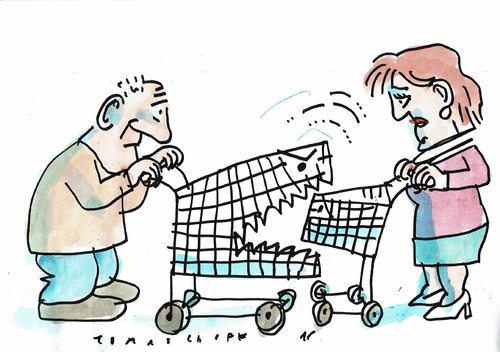 Cartoon: Verbraucher (medium) by Jan Tomaschoff tagged supermarktketten,supermarktketten
