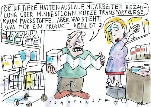 Cartoon: Verbraucher (medium) by Jan Tomaschoff tagged verbraucherschutz,aufklärung,bio,verbraucherschutz,aufklärung,bio