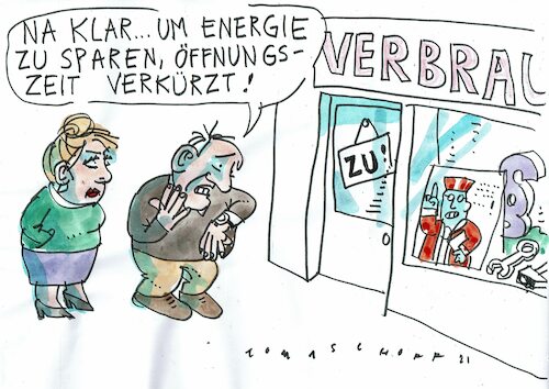 Cartoon: Verbraucherberatung (medium) by Jan Tomaschoff tagged verbraucherberatubg,energiekrise,ladenschluss,verbraucherberatubg,energiekrise,ladenschluss