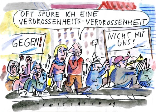 Cartoon: Verdrossenheit (medium) by Jan Tomaschoff tagged deutschland,verdrossenheit,demo,demonstrieren,demonstration,dageagen,verdrossenheit,demonstration,bürger,streik,demo,dagegen
