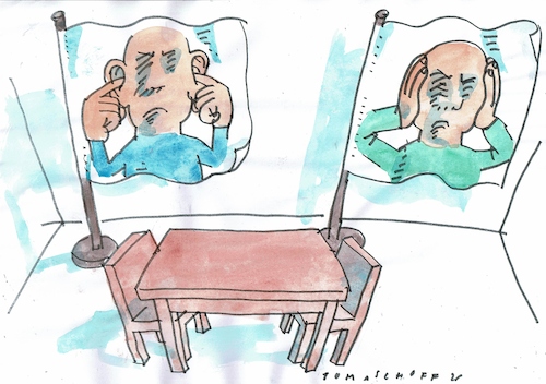 Cartoon: Verhandlungen (medium) by Jan Tomaschoff tagged konflikte,diplomatie,streitkultur,konflikte,diplomatie,streitkultur