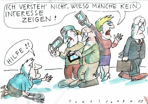 Cartoon: Verrohung (medium) by Jan Tomaschoff tagged verrohung,gaffen,handys,unterlassene,hilfe,verrohung,gaffen,handys,unterlassene,hilfe