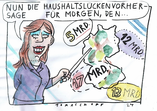 Cartoon: Vorhersage (medium) by Jan Tomaschoff tagged haushalt,schulden,buchungstricks,haushalt,schulden,buchungstricks