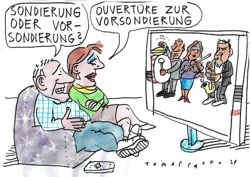Cartoon: Vorsondierung (medium) by Jan Tomaschoff tagged parteien,koalitionen,sondierung,parteien,koalitionen,sondierung