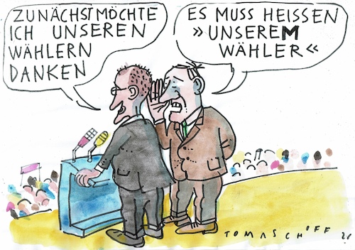 Cartoon: Wähler (medium) by Jan Tomaschoff tagged cdu,merz,wahlen,niederlage,cdu,merz,wahlen,niederlage