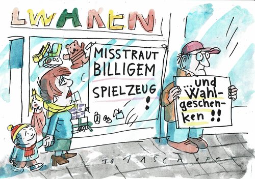 Cartoon: Wahlversprechen (medium) by Jan Tomaschoff tagged wahlversprechen,ehrlichkeit,wahlversprechen,ehrlichkeit