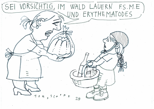Cartoon: Wald (medium) by Jan Tomaschoff tagged zecken,fsme,erythematodes,zecken,fsme,erythematodes