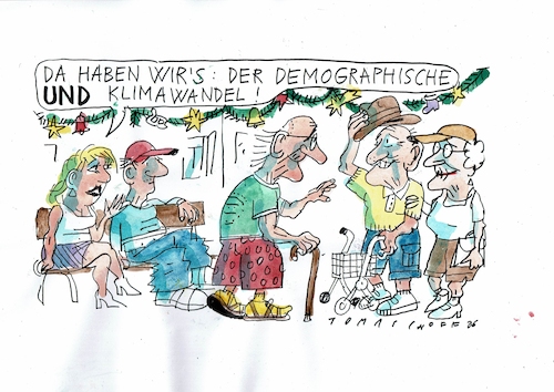 Cartoon: Wandel (medium) by Jan Tomaschoff tagged klima,demografie,alterung,klima,demografie,alterung