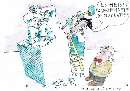Cartoon: wehrhaft (medium) by Jan Tomaschoff tagged demokratie,autokratie,diktatur,demokratie,autokratie,diktatur
