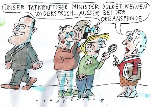 Cartoon: Widerspruch (medium) by Jan Tomaschoff tagged spahn,transplantation,zustimmung,widerspruch,spahn,transplantation,zustimmung,widerspruch
