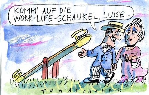 Cartoon: Work Life Balance (medium) by Jan Tomaschoff tagged balance,life,work,balance,schaukel,gleichgewicht,arbeit,job