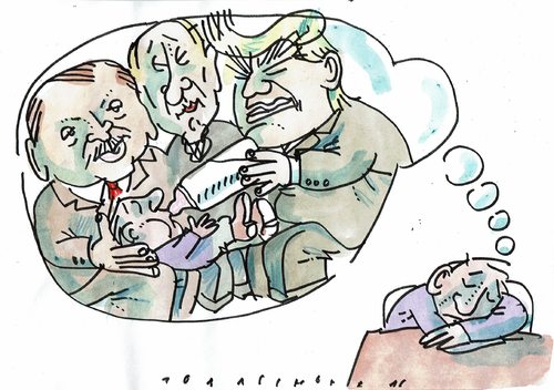 Cartoon: Wunsch nach starkem Papa (medium) by Jan Tomaschoff tagged autorität,unmündigkeit,autorität,unmündigkeit