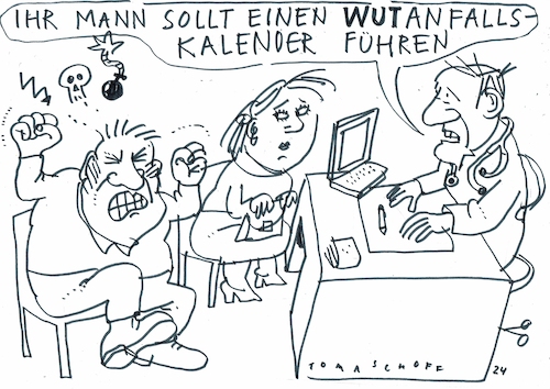 Cartoon: Wut (medium) by Jan Tomaschoff tagged medizin,anfälle,kalender,wut,medizin,anfälle,kalender,wut