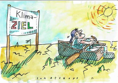Cartoon: Ziele (medium) by Jan Tomaschoff tagged klima,hitze,dürre,klima,hitze,dürre