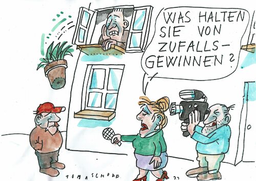 Cartoon: Zufallsgewinn (medium) by Jan Tomaschoff tagged zufall,übergewinn,steuern,zufall,übergewinn,steuern