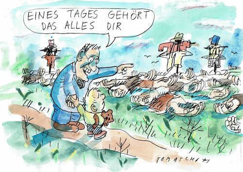 Cartoon: Zukunft (medium) by Jan Tomaschoff tagged korona,stattsschulden,generationen,korona,stattsschulden,generationen