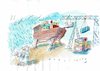 Cartoon: Arche Nova (small) by Jan Tomaschoff tagged arche,noah,schiff,hafen,container,tiere,regen,bibel,rettung,transport,modern