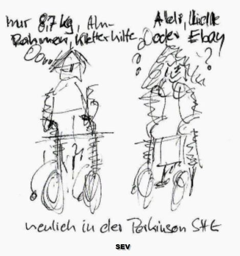 Cartoon: Rolli-Fahrer unter sich (medium) by Severin tagged parkinson,behinderung,handicap