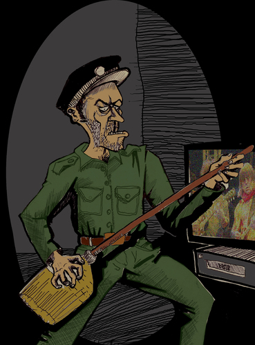 Cartoon: rock n broom (medium) by FART tagged thrash,metal