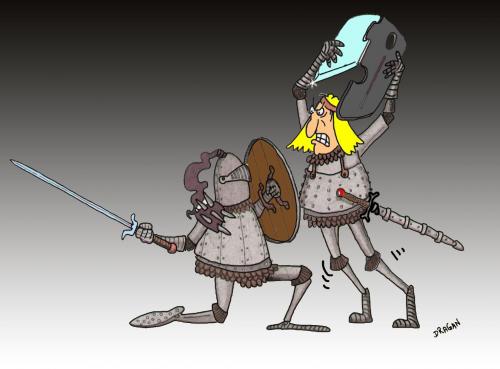 Cartoon: duel (medium) by draganm tagged battle,duel,knight,history,alternative