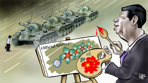 Cartoon: Chinese history (medium) by Damien Glez tagged china,chinese,propaganda,story,xi,jinping,china,chinese,propaganda,story,xi,jinping