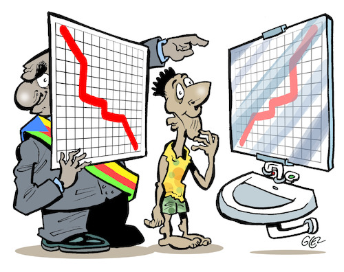 Cartoon: False growth (medium) by Damien Glez tagged false,growth,deception,economy,poverty,false,growth,deception,economy,poverty