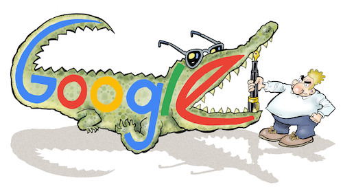 Cartoon: Google (medium) by Damien Glez tagged google,gafa,internet,social,networks,crocodile,google,gafa,internet,social,networks,crocodile