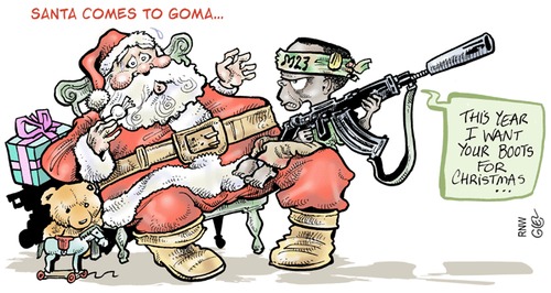 Cartoon: M23 Enfants Soldats (medium) by Damien Glez tagged goma,congo,m23,enfants,soldats,xmas,christmas,santa,claus