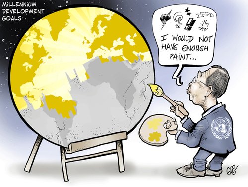 Cartoon: Millennium Development Goals (medium) by Damien Glez tagged millennium,new,york,summit,development,goals