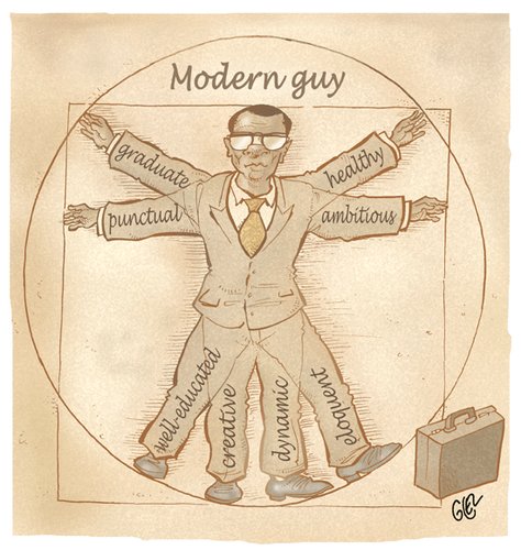 Cartoon: Modern Guy (medium) by Damien Glez tagged modern,guy,profession,leonardo,da,vinci