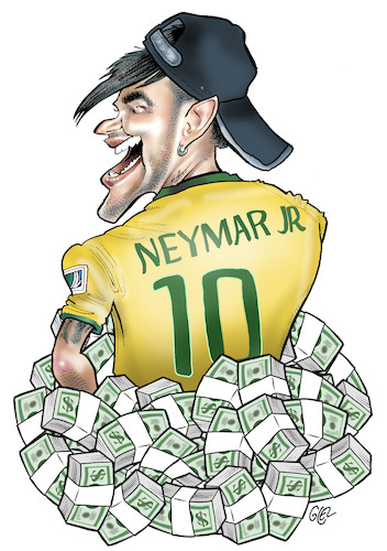Cartoon: Neymar junior (medium) by Damien Glez tagged footballer,neymar,brazilian,paris,football,footballer,neymar,brazilian,paris,football