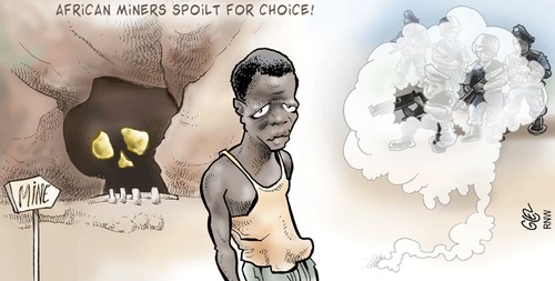 Cartoon: South African Miners (medium) by Damien Glez tagged south,africa,miners