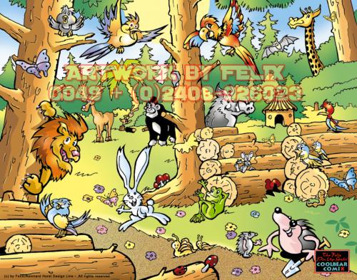 Cartoon: Da stimmt was nicht im Dt. Wald (medium) by FeliXfromAC tagged tier,löwe,holz,wald,giraffe,maulwurf,illustration,cartoon,com,design,felix,alias,reinhard,horst,animal,grün,leo,gorilla,bird,vogel