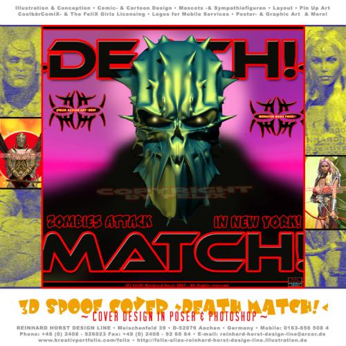 Cartoon: DeathMatch 3D (medium) by FeliXfromAC tagged monster,parodie,heldin,heroine,dragon,drachen,attack,3d,felix,action,death,match,parody,