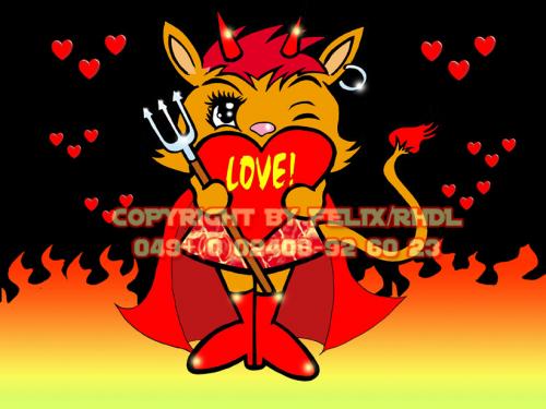 Cartoon: Dinah Devil On Fire! (medium) by FeliXfromAC tagged eo,love,tiere,tier,animal,lovecrazy,character,design,handy,wallpaper,fire,devil,teufelhot,heiss,comic,comix,cartoon,felix,alias,reinhard,horst,stockart