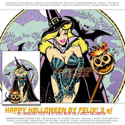 Cartoon: Happy Halloween 02 (medium) by FeliXfromAC tagged halloween,frau,stockart,woman,pin,up,girls,poster,tshirt,girl,sexy,hexe,witch,witchcraft,alias,reinhard,horst,pumpkin,retro,kürbis,