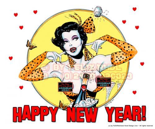 Cartoon: Happy New Year by FeliX (medium) by FeliXfromAC tagged frau,woman,stockart,felix,pin,up,girls,poster,tshirt,girl,sexy,collection,1942,hexe,witch,witchcraft,alias,reinhard,horst,neujahr,happy,new,year,jahreswechsel