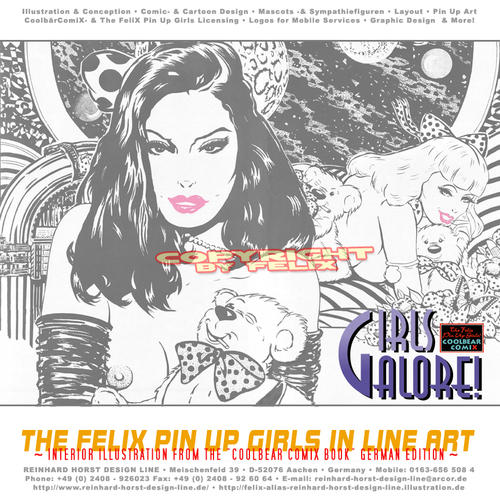 Cartoon: The Free FeliX Girls Galore Book (medium) by FeliXfromAC tagged felix,alias,reinhard,horst,design,line,aachen,illustration,illustrator,comic,zeichner,comiczeichner,nrw,brettspiel,sympathie,figuren,horstmeister,mascot,cartoon,russland,china,usa,sw,bw,felixfromac,from,ac,coolbär,comix,erotainment,free,book,comics,love,g