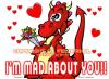 Cartoon: Greeting Card Cartoon Dragon (small) by FeliXfromAC tagged nice,animals,tiere,tier,logos,stockart,sympathiefiguren,mascots,wallpapers,characters,characterdesign,figuren,hund,katze,bär,bear,cat,dog,whimsical,felix,alias,reinhard,horst,reinhard,horst,design,line,drache,dragon,red,love,herzen,beziehung,flowers,blume
