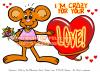 Cartoon: Love! Greeting Card (small) by FeliXfromAC tagged mouse,maus,charakter,model,sheet,felix,alias,reinhard,horst,aachen,mascot,sympathiefigur,gute,nacht,design,line,layout,entwurf,rot,red,comic,cartoon,illustration,stockart